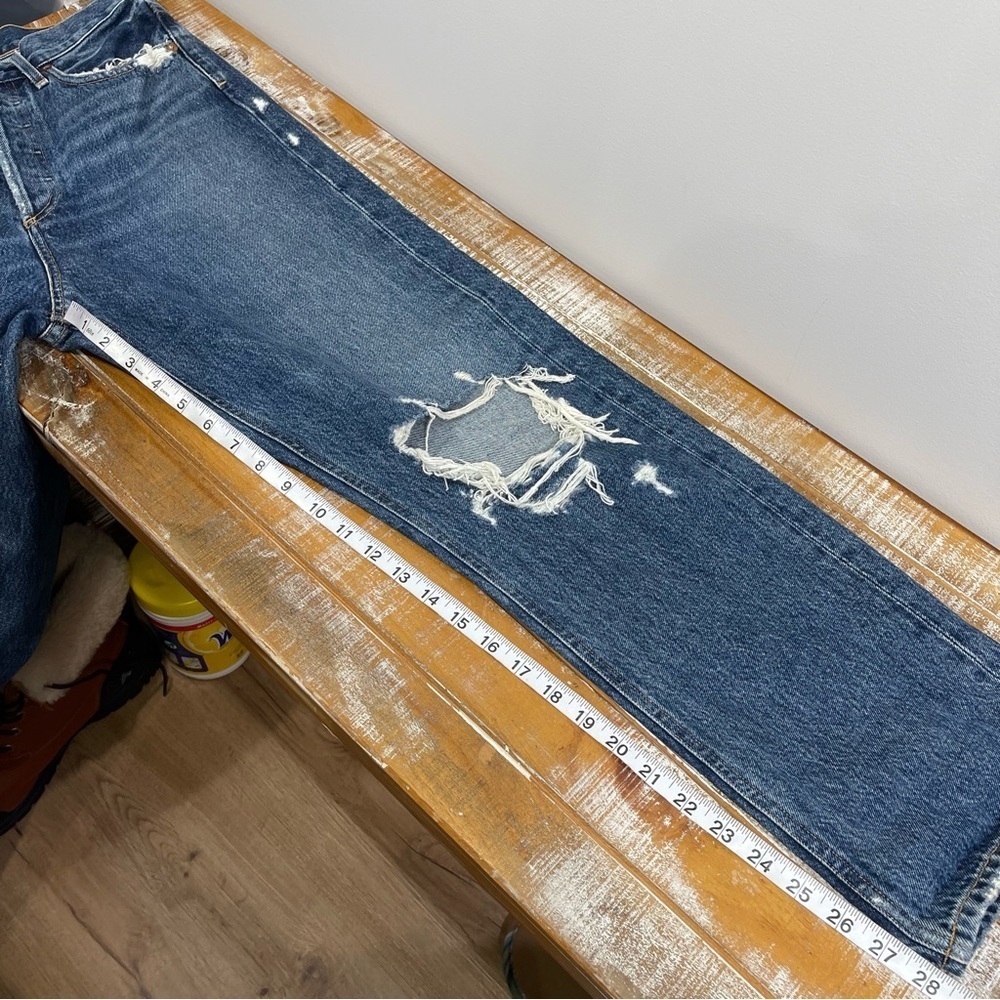 Agolde Womens 90s High Rise Loose Fit Distressed Blue Jeans Psyche Wash Size 27 - Picture 13 of 15